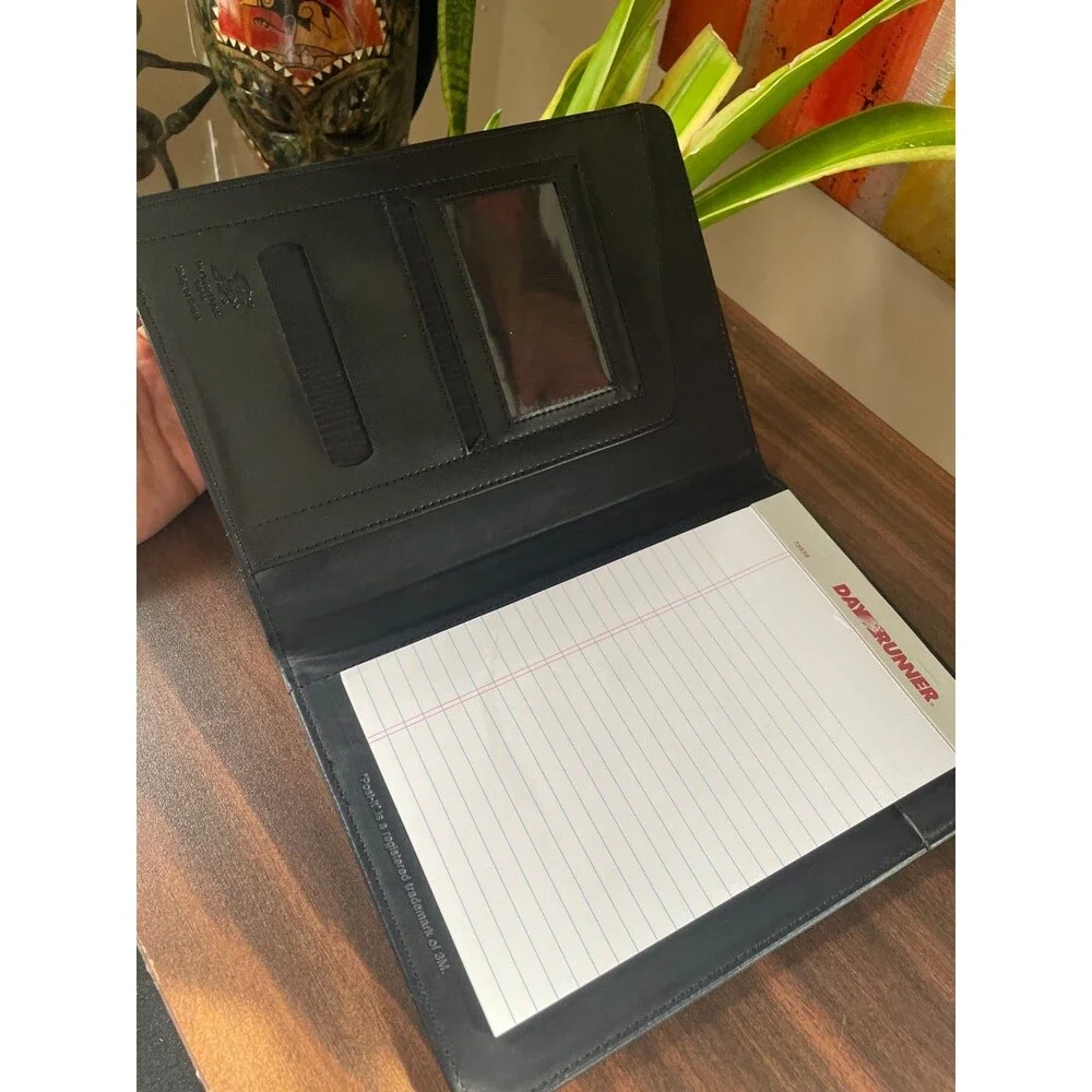 Vintage 80s Day Runner Black Executive Padfolio Portfolio Folder Notebook 882-01